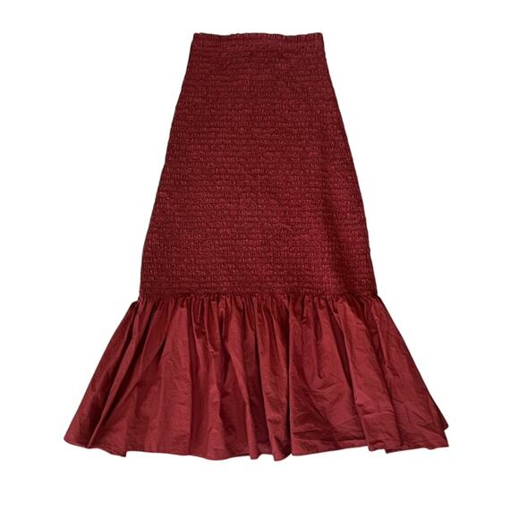 A.L.C. Women’s Lennyn Crop Top Lyra Smocked Poplin Midi Skirt Set Rust Red Sz 0 - Picture 7 of 10